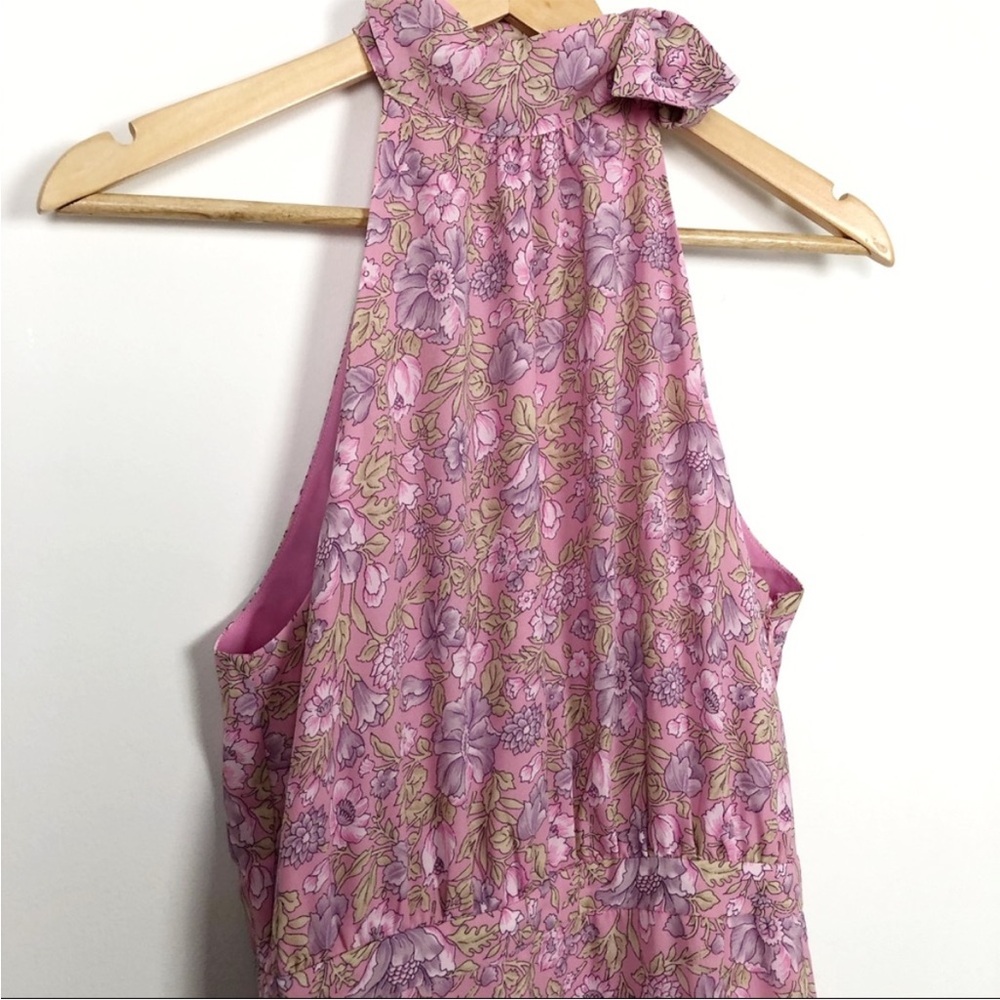Likely Revolve Mona Floral Midi high neck tie Dress 8 pink ruffle - Picture 5 of 8